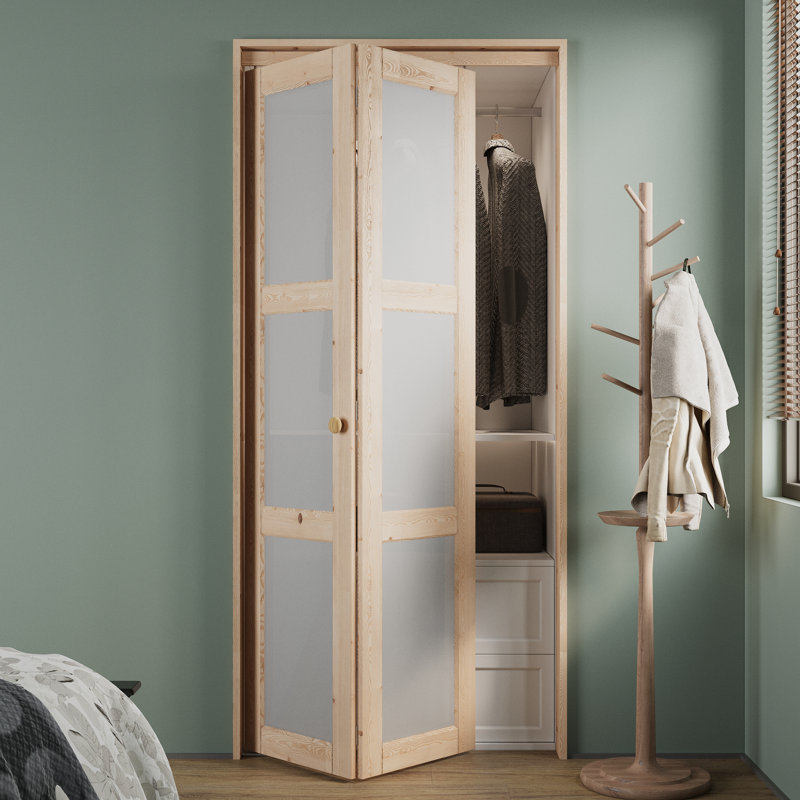 Porte pliante en verre et pin 3 pièces LuminaMatte ™, 36 po x 80 po