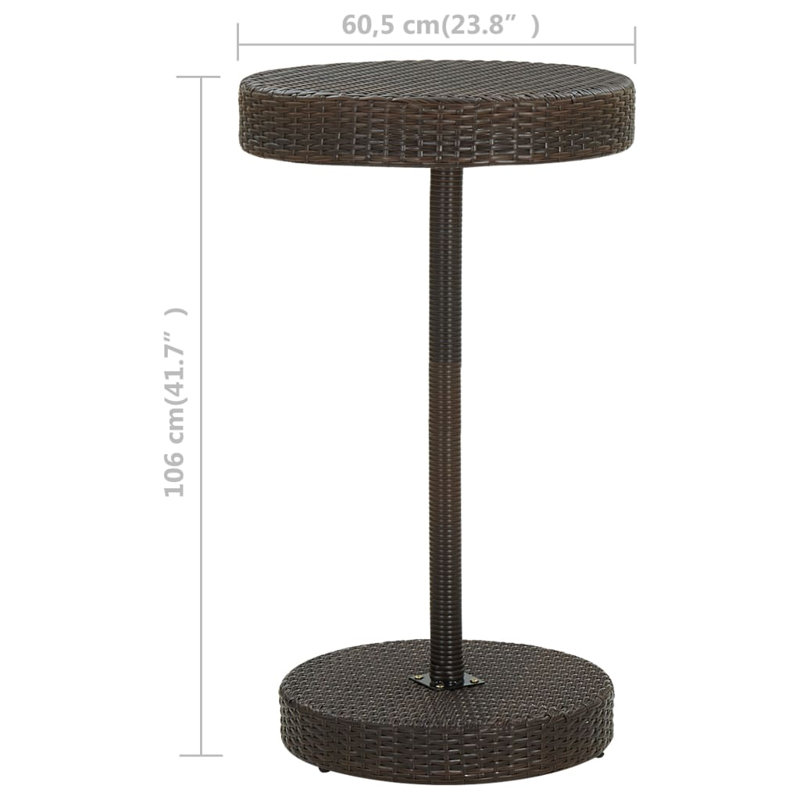 Adhurim Round Metal Outdoor Bar Table , cm W cm D, Brown, 106cm H x 60.5cm W x 60.5cm D