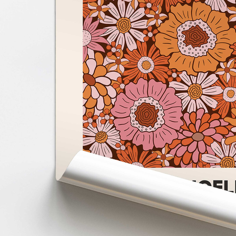 Ensemble de 2 reproductions de fleurs rétro 14 "x 11", Papier, H 14 po x l 22 po x P 0,1 po