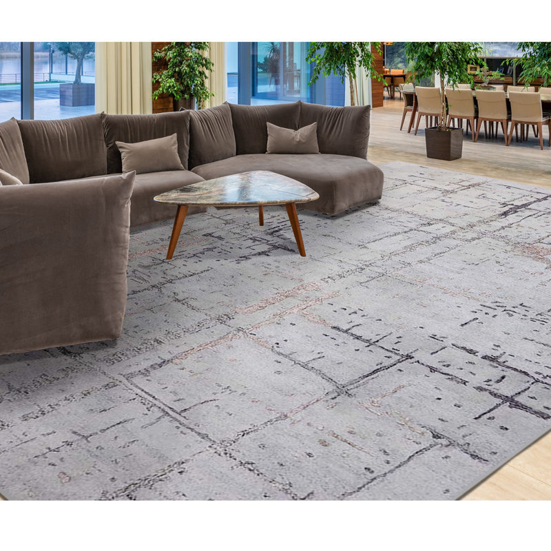 Area Rug in Gray, Rectangle 3' x 6'