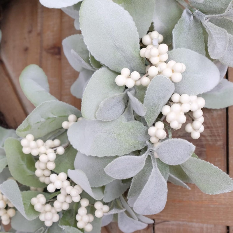 Couronne d'oreille pour agneaux - vert / blanc - 18 pouces, vigne avec baies blanches, décoration intérieure / extérieure