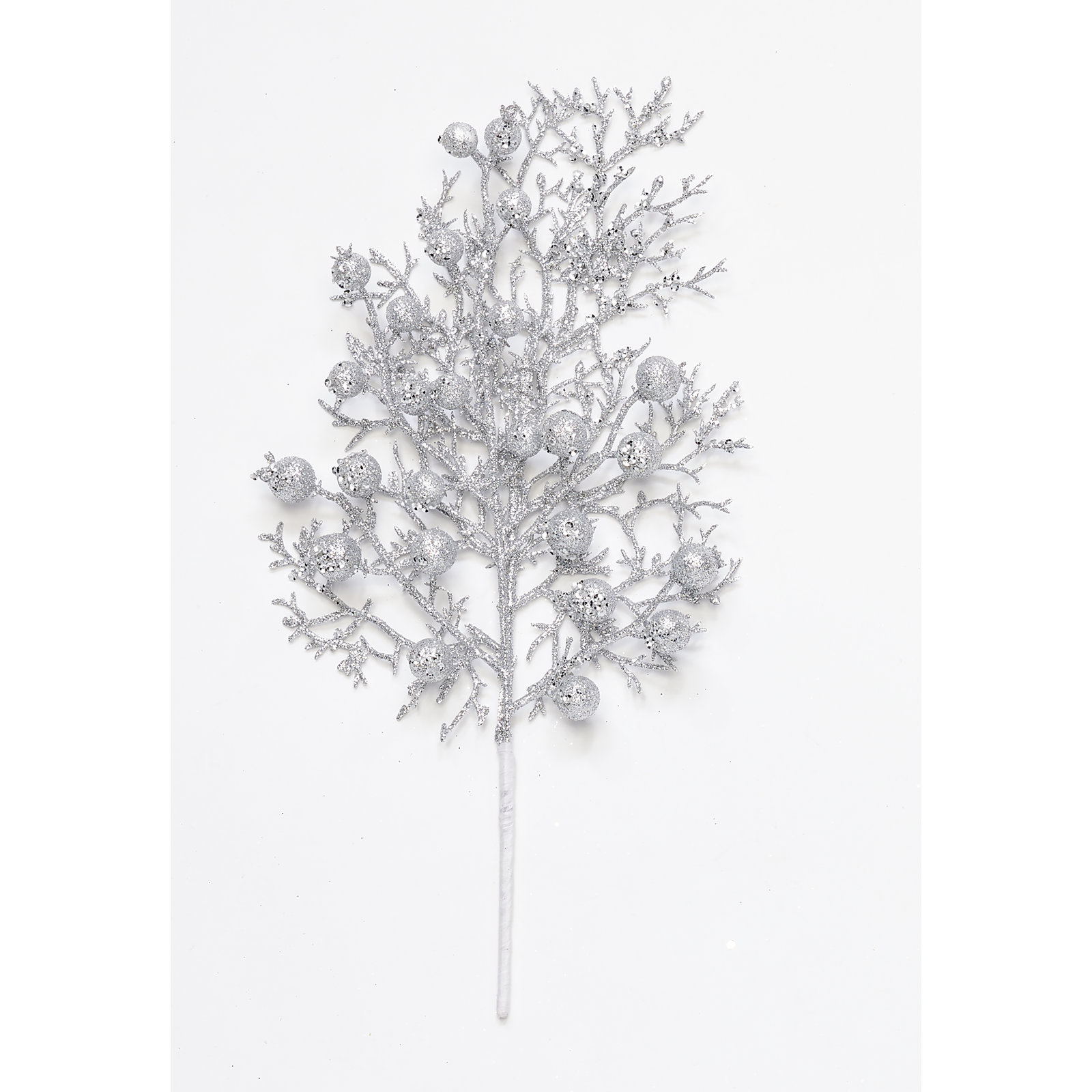 Glitter Berry Floral Stems, Silver