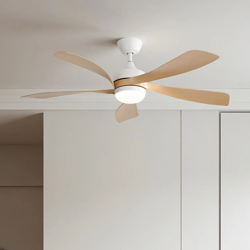 52 Inch Modern Ceiling Fan With 3 Color Dimmable Led Light 5 Abs Blades Remote Control Reversible Dc Motor, Black, Black