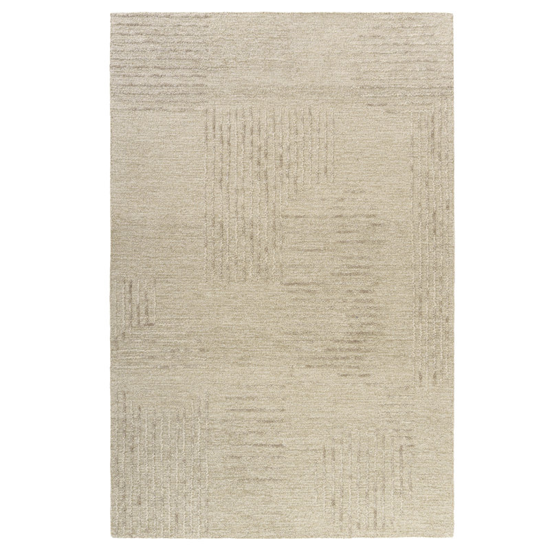 Tapis d'intérieur décontracté en laine naturelle touffeté à la main, Rectangle de 10 pi x 14 pi