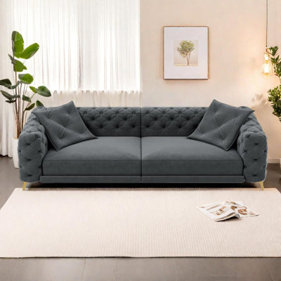 97.7" Convertible Sleeper Sofa with Movable Ottoman for Home & Office