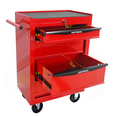 Rolling Metal Tool Chest with 4 Drawers, 20" 4-Drawer Tool Chest Cabinet with Ball Bearing Drawer Slides, Steel Tool Storage Box Organizer
