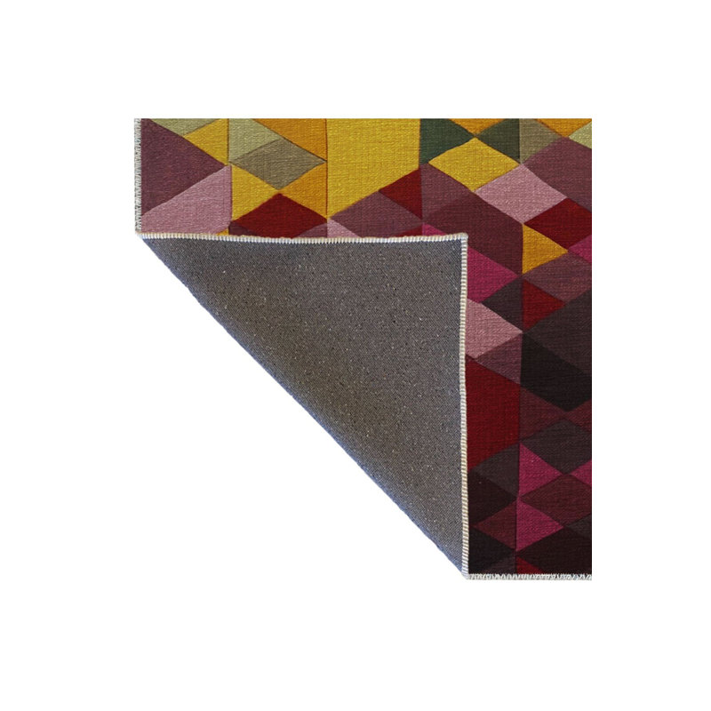 Tapis décoratif géométrique bleu et rouge à motif géométrique lavable à la machine