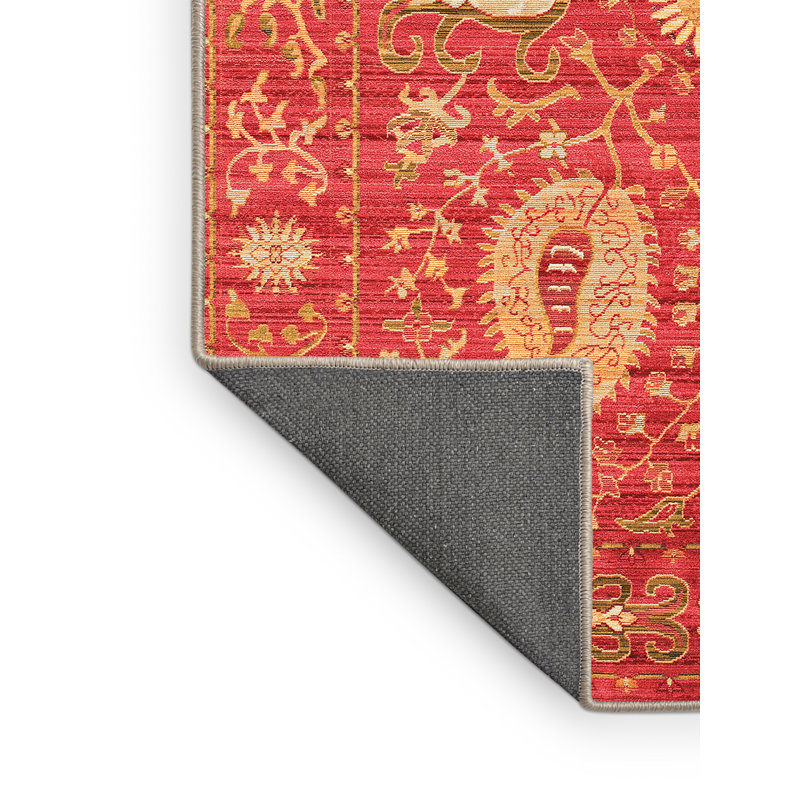 Tapis oriental en laine et polyester tissé à la machine de style oriental orange, Rectangle 8 pi x 10 pi