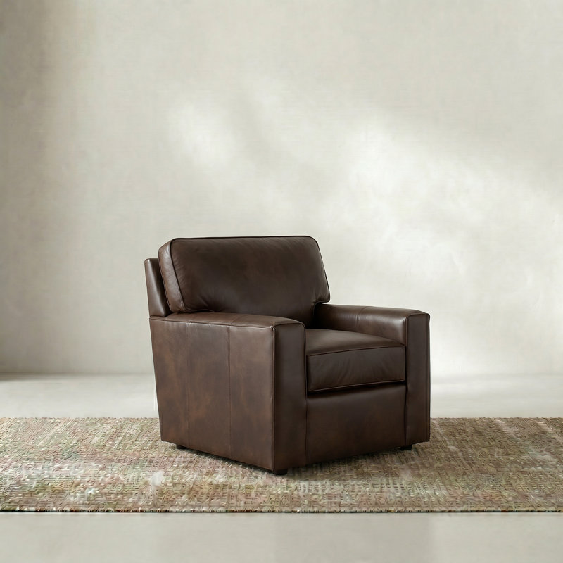 Fauteuil en cuir véritable 36,5 po Lawson, Cuir véritable Steamboat bois flotté