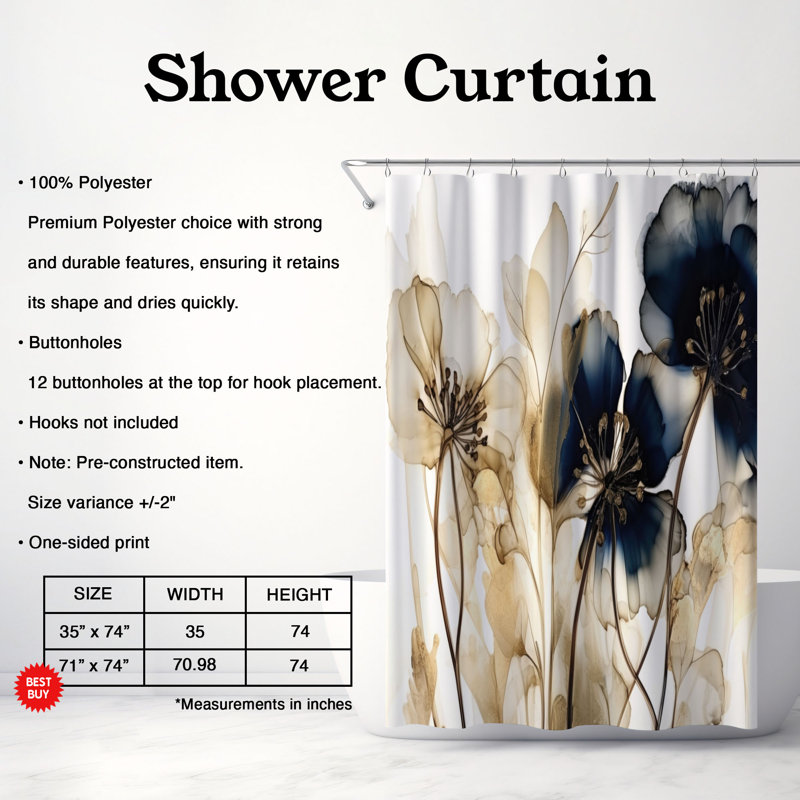 Rideau de douche Cleckheat, H 74 po x l 71 po