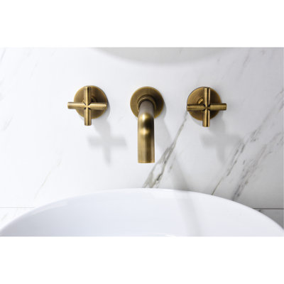 Robinet de salle de bain à fixation murale, version bronze -, améliore l'esthétique du robinet dans la cartouche en laiton, protection de surface à 7 couches pour la longévité