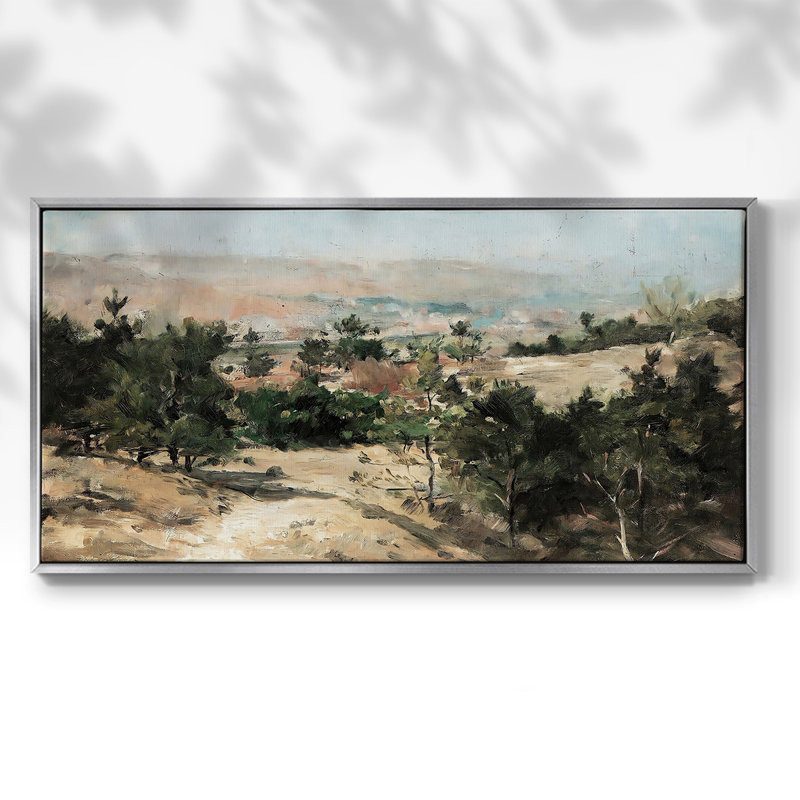 Paysage, série DC DC-XXIV, toile tendue avec châssis, prête à être accrochée, H 25 po x l 49 po, Argent argent