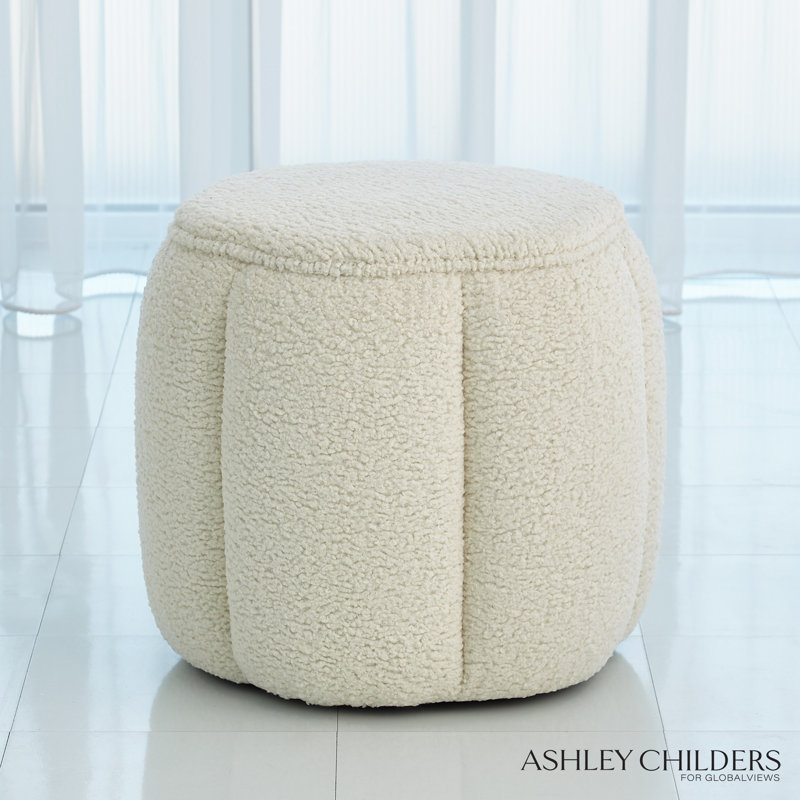 Tuffet Ottoman-Sheepskin-Toast, White