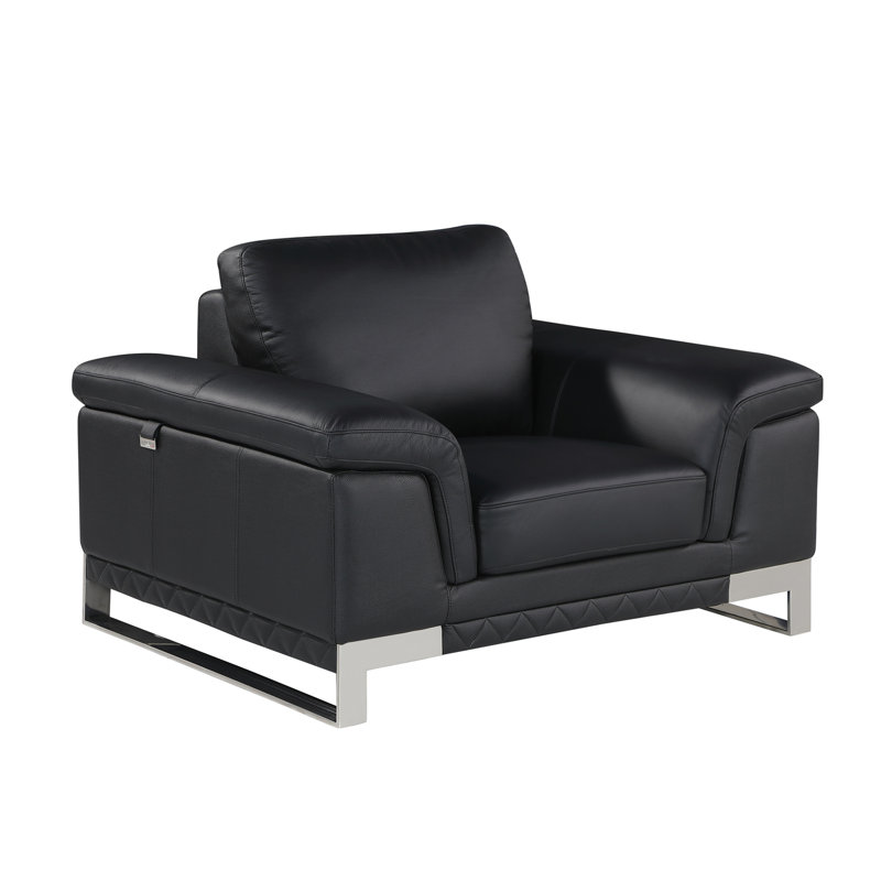 Chaise en cuir italien à grain supérieur, Noir