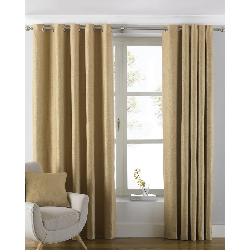 Sheer Curtain Pair, 229 W x 137 D cm, Ochre Yellow