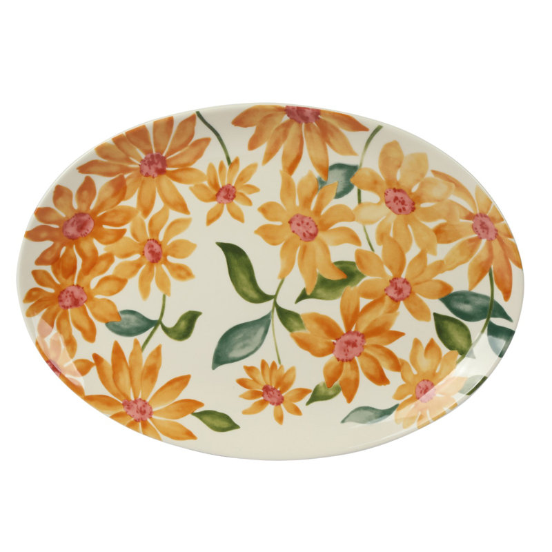 Ensemble de vaisselle en grès floral peint à la main 2 pièces Sunnyflower