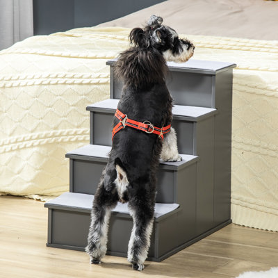 Pet Step Ramp, Grey - For Smaller Pets Up To 22 Lbs, Cushioned Elevator Stairs, Supports Lbs Of Small Weight