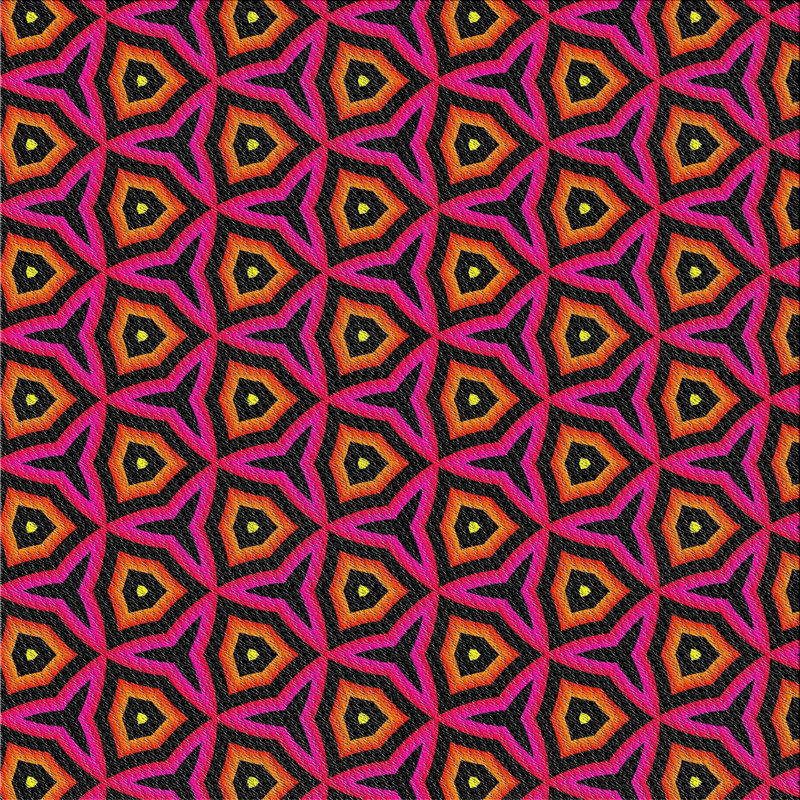 Tapis rose/orange/noir tissé à la machine, Carré 4 pi