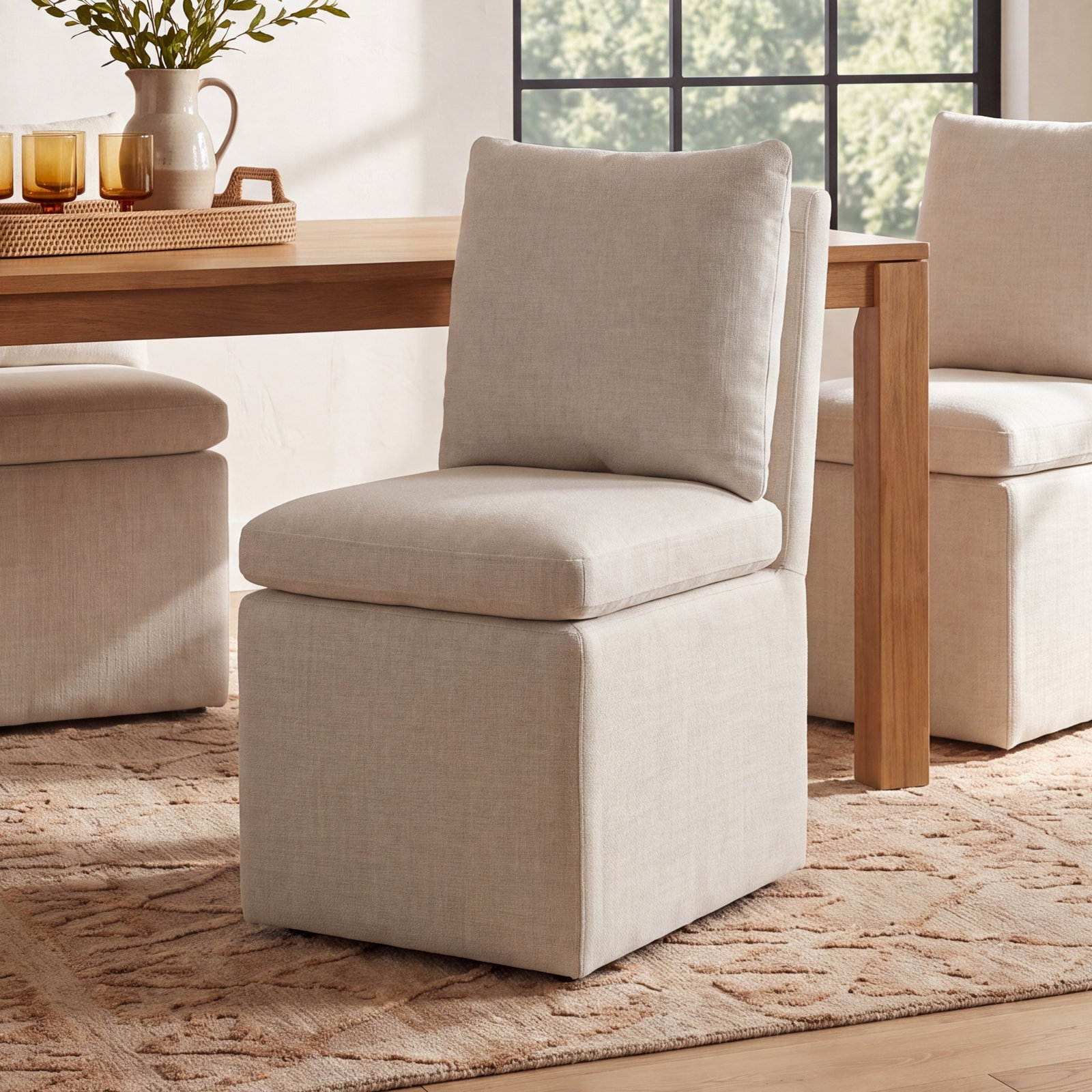 Alayaa Linen Dining Chair, Effie Linen Performance Linen