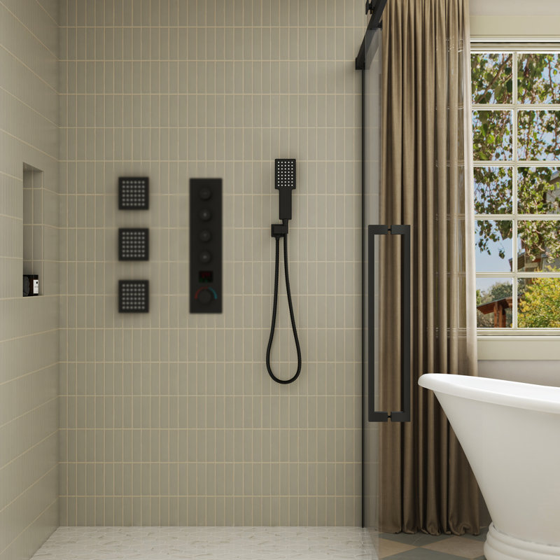 304 Stainless Steel Handheld Shower Head With Standard U.S. NPT 1/2 Thread And Anti-Clogging Silicone Nozzles, Matte Black
