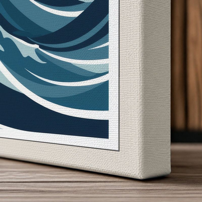 Great Wave Rising Japandi - Wrapped Canvas, 36x24 - 91.4 x 61.0 cm, Cream Border