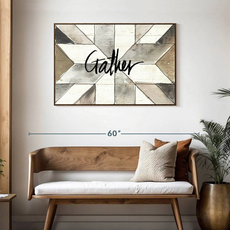 Farm Memories Gather, Cadre flottant noyer, 43 po x 29 po