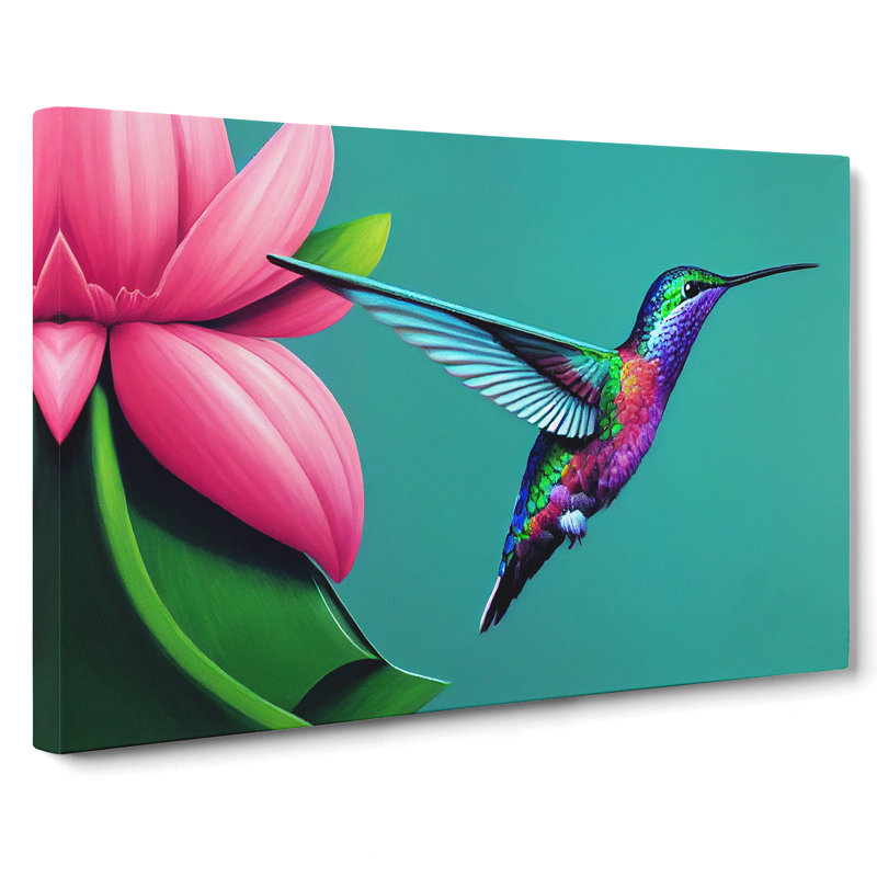 Timeless Floral Hummingbird - Wrapped Canvas Print, 40cm H x 60cm W x 3cm D