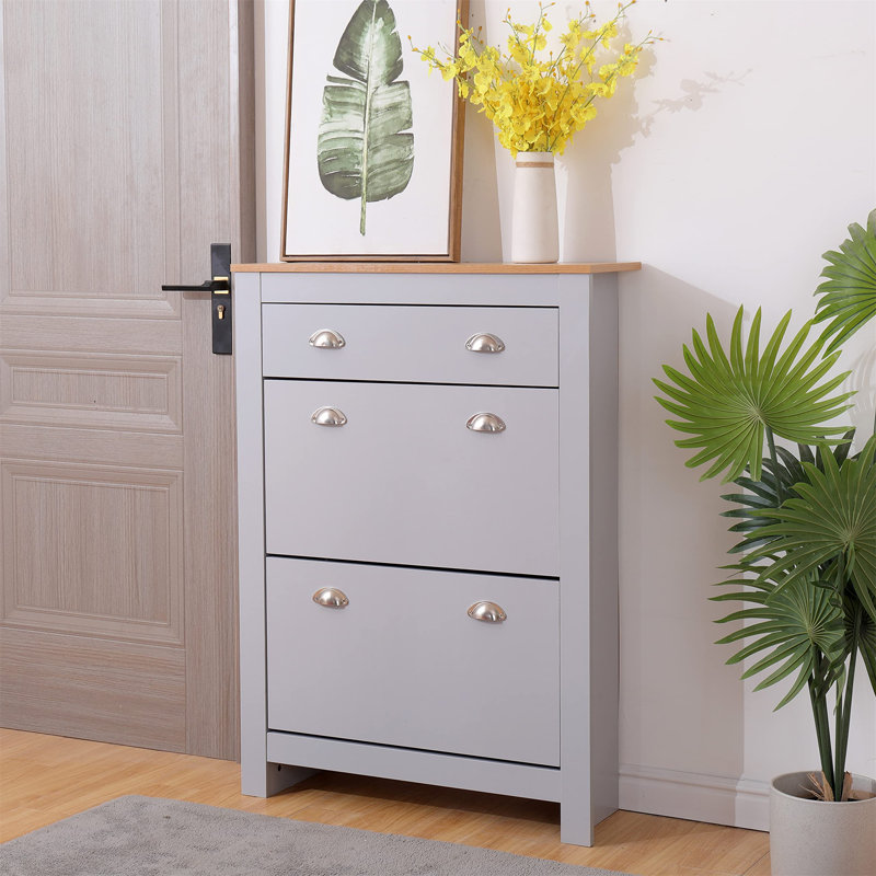 12 Pair Shoe Storage Cabinet, Grey