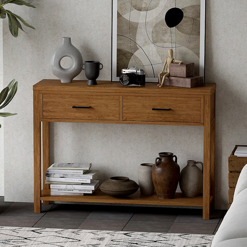Simple retro rectangular console table, Brown