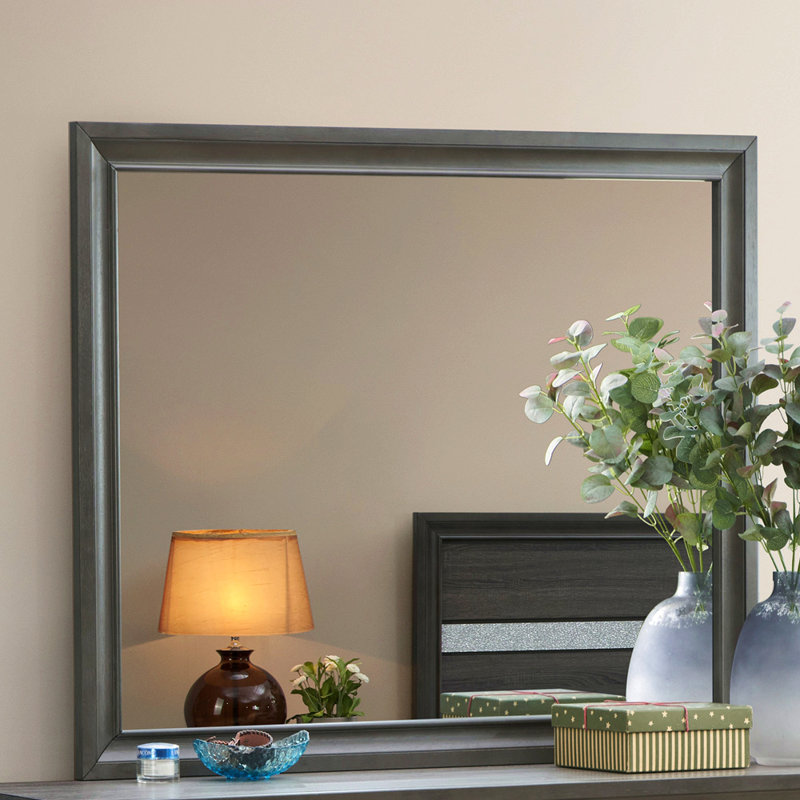 Miroir pour salle de bain, gris, Gris, Rectangulaire, 37 po x 46 po