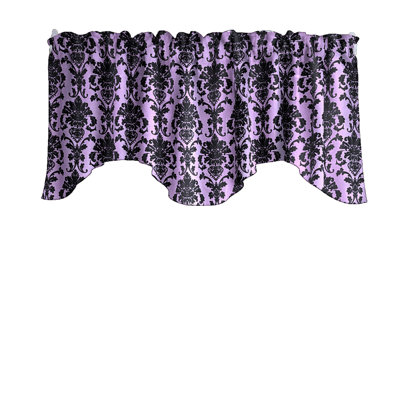 Poplin Damask Floral Scalloped Wave Window Valance 58" Wide