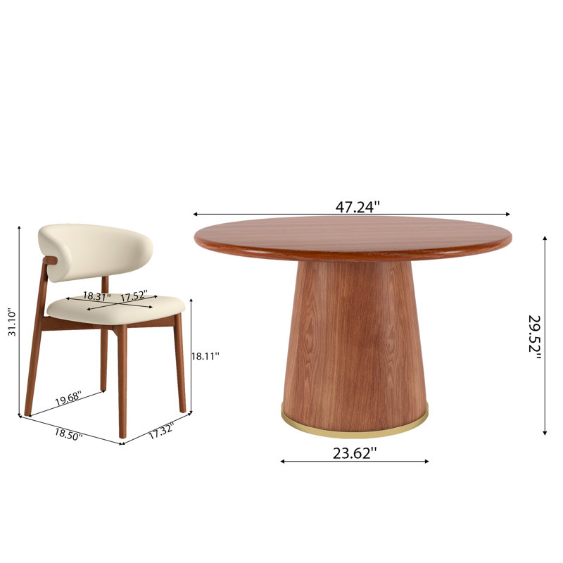 Ensemble de salle à manger 5 pièces, H 29,52 po x L 47,24 po x l 47,24 po