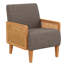 Chaise d'appoint rembourrée avec accoudoirs en rotin et pieds en bois massif-35614320