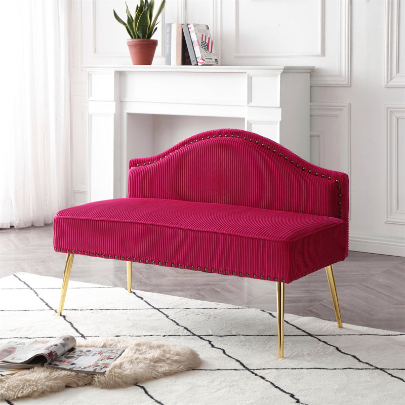 Causeuse en velours 46,5 po, Rosé