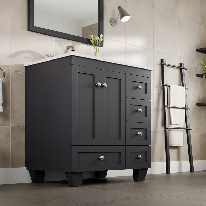 Ensemble de meuble-lavabo simple 30 po Yena, Gris foncé