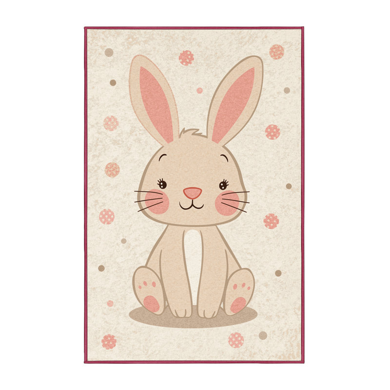 Soft Plush Esquibel Easter Modern & Contemporary Abstract Area Rug in Beige – Rose Binding, 2x5