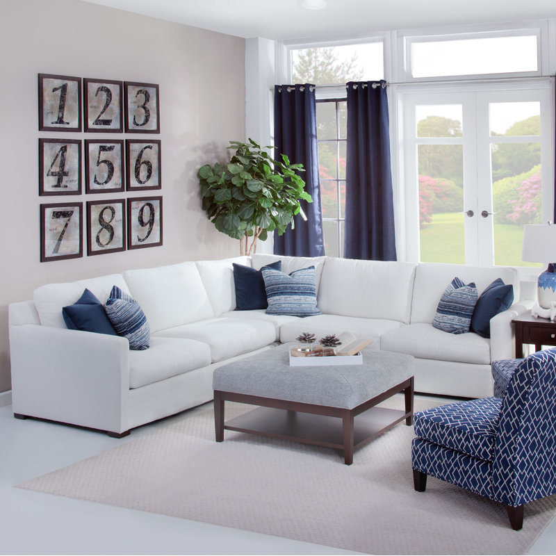 Bel-Air 115" Wide Symmetrical Corner Sectional, Frost White, White Performance Fabric; 0851-94