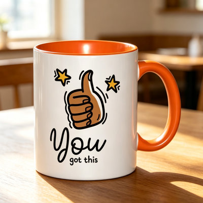 This Ceramic Coffee Mug Features a Motivational Design with a Thumbs Up And Stars, Making It a Great Gift for Holidays.