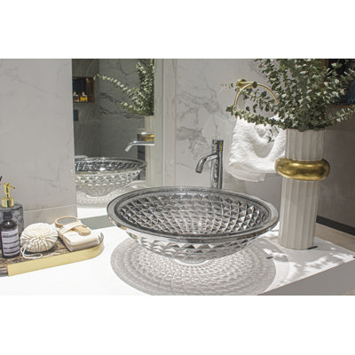 Selected 17.59'' Glass Oval Bathroom Sink