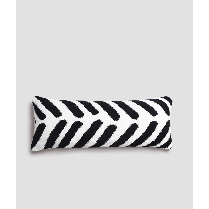 Tulum Lumbar Pillow Cover & Insert, Black/Off White Geometric