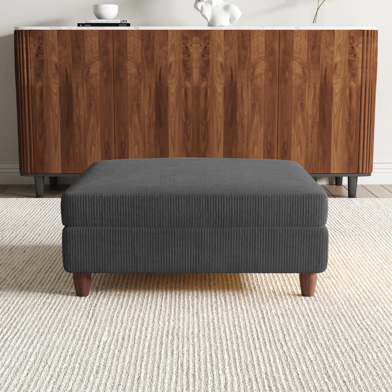 Mordecai 97Cm Wide Square Footstool Ottoman, Grey