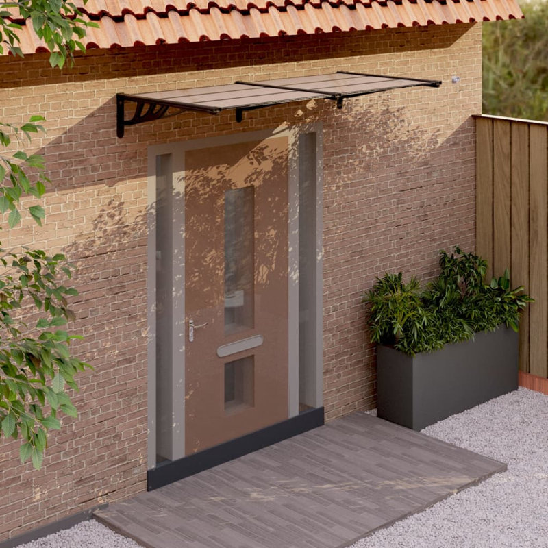 Vidaxl Door Canopy Gray And Transparent Polycarbonate, 10.8" H x 78.3" W x 35.4" D