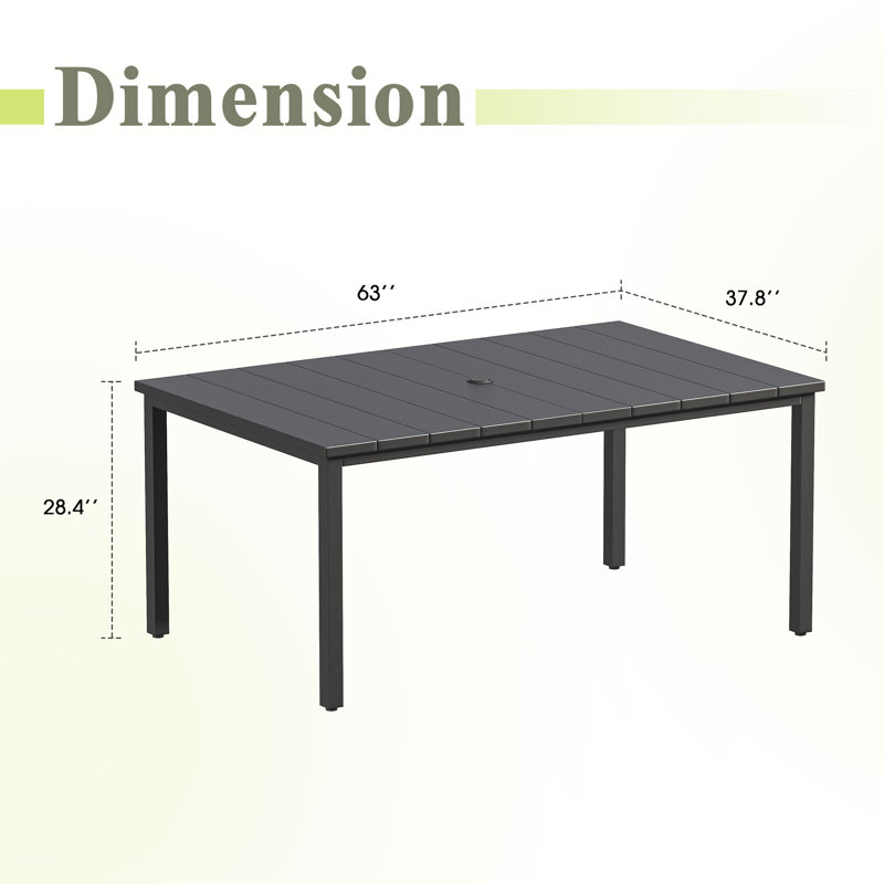 Table de salle à manger rectangulaire pour l'extérieur, Noir