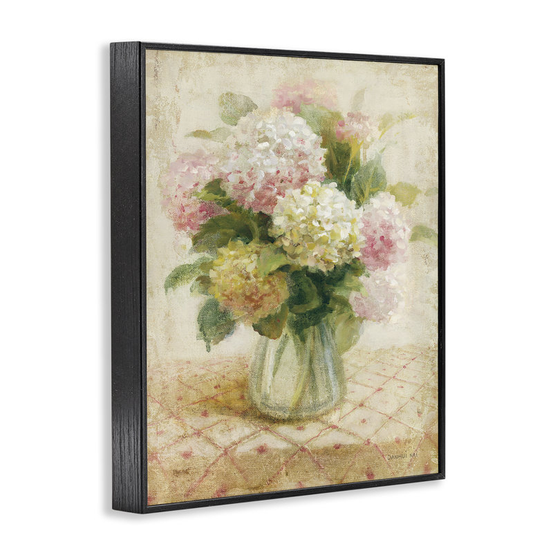  Cottage hortensias, estampe numérique encadrée par Danhui Nai, H 20 po x l 16 po, Giclée encadrée noir minuit