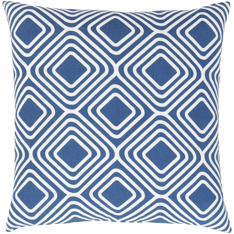 Housse de coussin en coton Ballina, H 22 po x l 22 po x P 1 po, Bleu