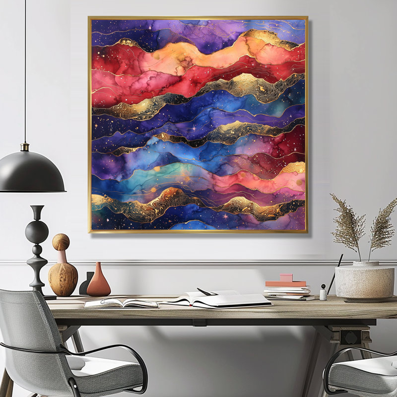 Velours aura des étoiles dans le système solaire II - espace, art mural, salon, H 16 po x l 16 po, Doré