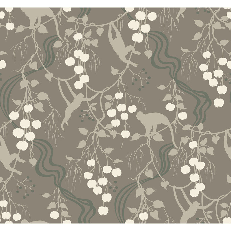 Linden Black Jungle Canopy Wallpaper, Gray