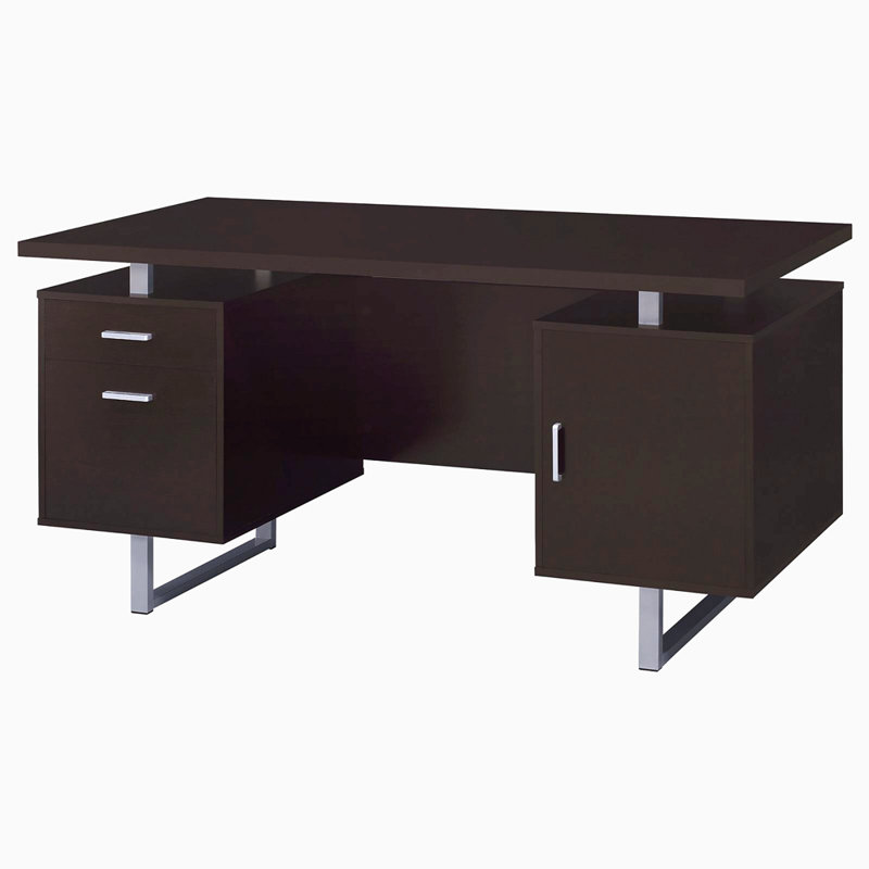 Weathered 2-Drawer Floating Top Office Desk, Cappuccino