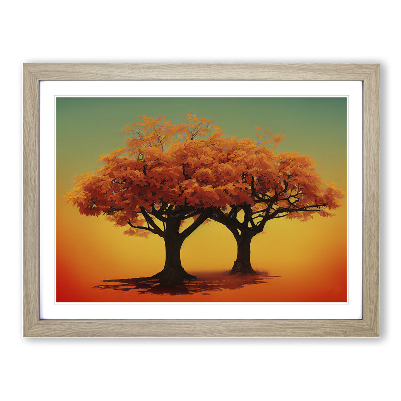 Blooming Trees 1 Piece Single Picture Frame Painting, 46cm H x 64cm W x 2cm D, Oak Framed