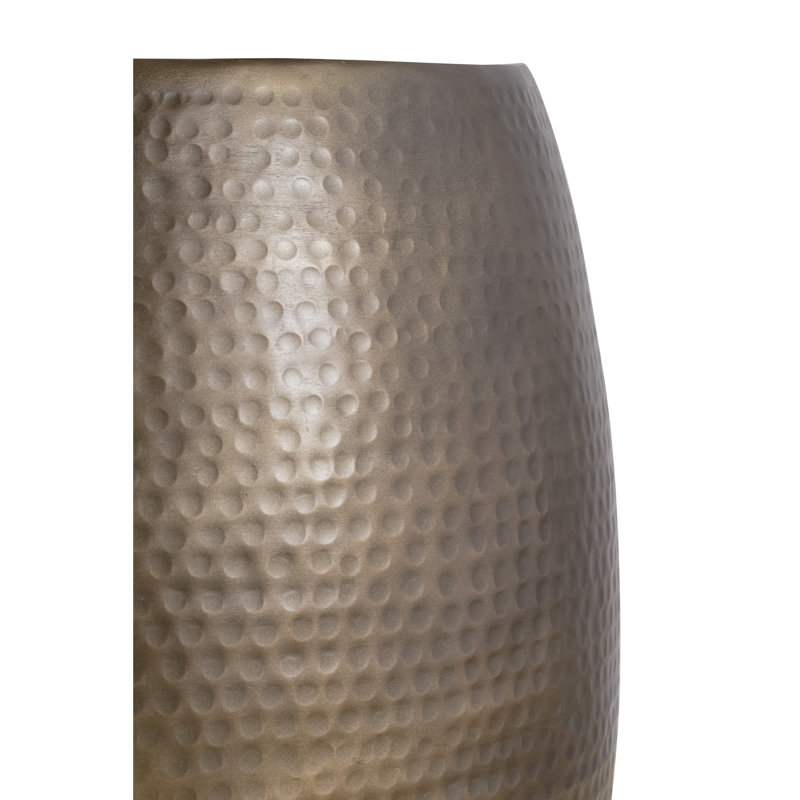 21" Tall Aluminum Side Table With Glossy Hand Hammered Antique Gold Finish, Good For Different Settings 18" Wide Accent Height And Surface, Versatile Decor Option